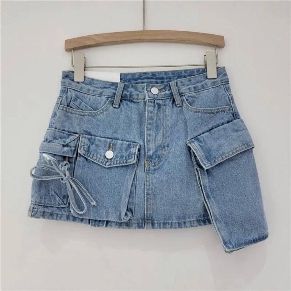 Denim Mini Skirt with Side Pockets